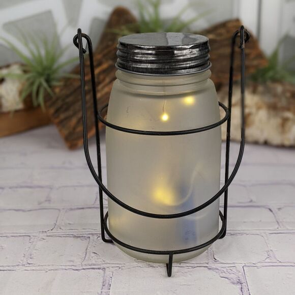 Rae Dunn DREAM Glassware Mason Jar Lantern Hanging Firefly Light - RARE - Picture 2 of 9